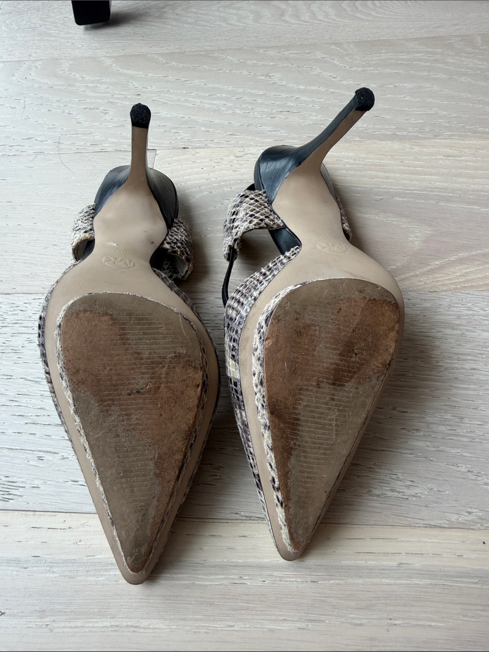 Michael Kors Neutral Python-Print Slingback Heels - Picture 5 of 6